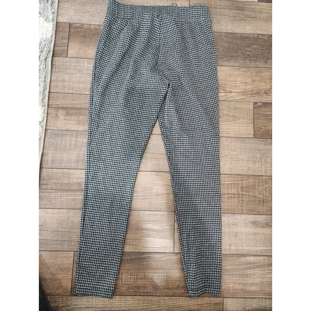 Ann Taylor Loft Marisa Skinny Pants Womens M Black White Geometric Casual Career